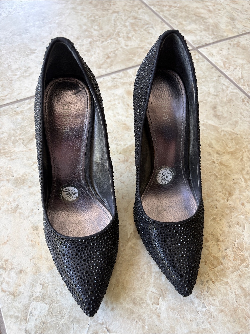 Diba Black Crystal-Studded Pointed-Toe Pumps